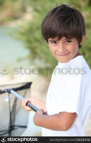 Boy with a fishing net