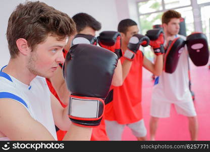 Boys in a boxing class