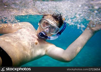 boys in the sea, snorkeling the Red sea