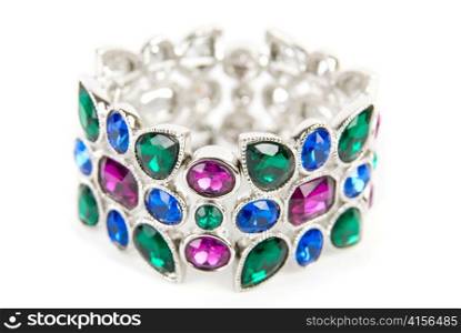 bracelet with color gems isolated on a white background