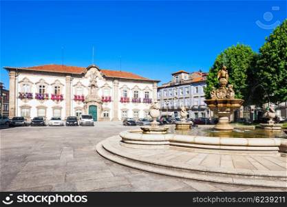 BRAGA, PORTUGAL - JULY 12: The Braga Town Hall is a landmark building located in Braga on July 12, 2014 in Braga, Portugal