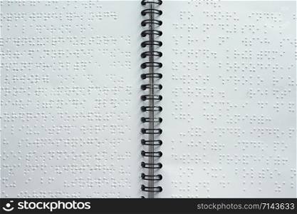 Braille font on paper. Close-up. Children&rsquo;s book.