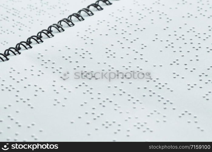 Braille font on paper. Close-up. Children&rsquo;s book.