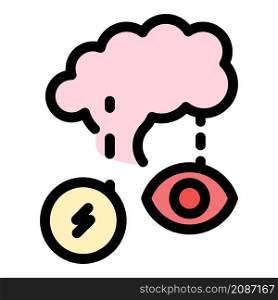Brain and senses icon. Outline brain and senses vector icon color flat isolated. Brain and senses icon color outline vector