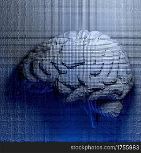 Brain consisting of blocks. Artificial intelligence concept. 3D illustration. Brain consisting of blocks