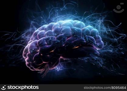 Brain creates futuristic reality. Digital science. Generate Ai. Brain creates futuristic reality. Generate Ai