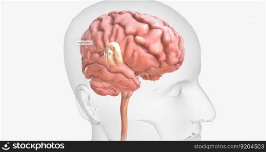 Brain tumors are abnormal growths found in brain tissue. Brain tumors may be benign or malignant. 3D rendering. Brain tumors are abnormal growths found in brain tissue. Brain tumors may be benign or malignant.