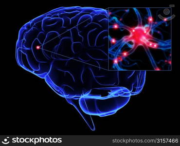 brain with active neuron cell