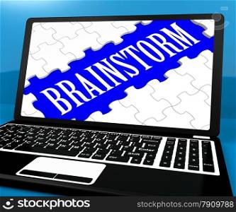 . Brainstorm Puzzle On Notebook Showing Ideas And Inspiration For E-book