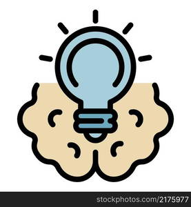 Brainstorming bulb idea icon. Outline brainstorming bulb idea vector icon color flat isolated. Brainstorming bulb idea icon color outline vector