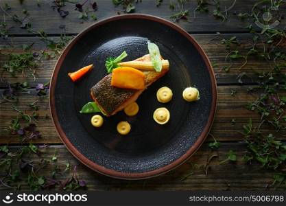 Braised Norwegian salmon with curry apple and watercress