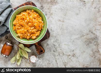 Braised or stewed cabbage, sauerkraut