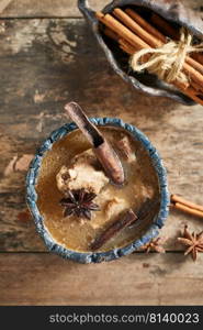 Braised pork ribs with cinnamon and star anise. 