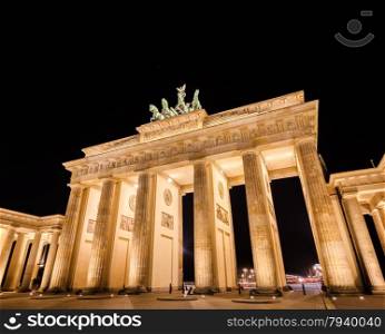 Brandenburg gate at night, Berlin.