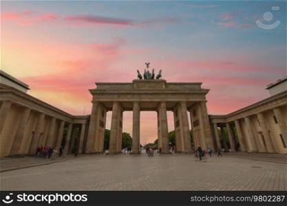 Brandenburg gate at sunset, Berlin. Germany, Europe