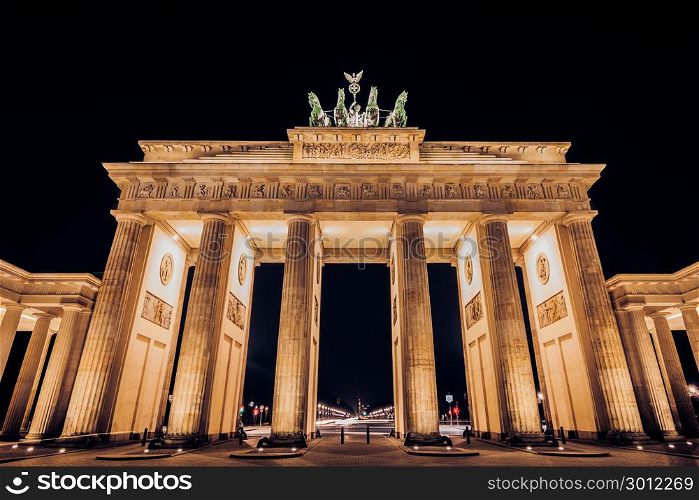 brandenburg gate in berlin, germany, at night