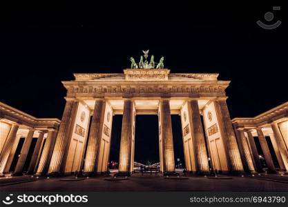 brandenburg gate in berlin, germany, at night
