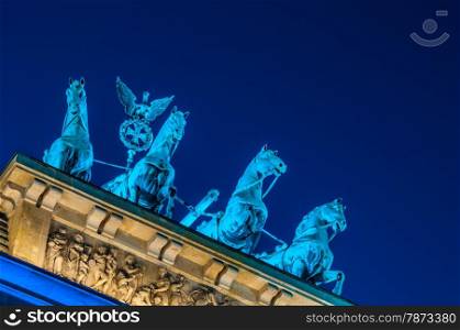 Brandenburg Gate. view of the illuminated Brandenburg Gate in Berlin