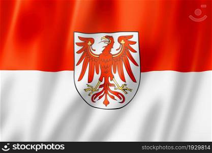 Brandenburg state flag, Germany waving banner collection. 3D illustration. Brandenburg state flag, Germany