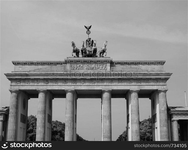 Brandenburger Tor (Brandenburg Gate) in Berlin, Germany in black and white. Brandenburger Tor (Brandenburg Gate) in Berlin in black and white