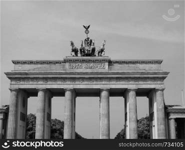 Brandenburger Tor (Brandenburg Gate) in Berlin, Germany in black and white. Brandenburger Tor (Brandenburg Gate) in Berlin in black and white