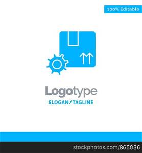 , Branding, Premium Product, Premium Quality, Gear Blue Solid Logo Template. Place for Tagline