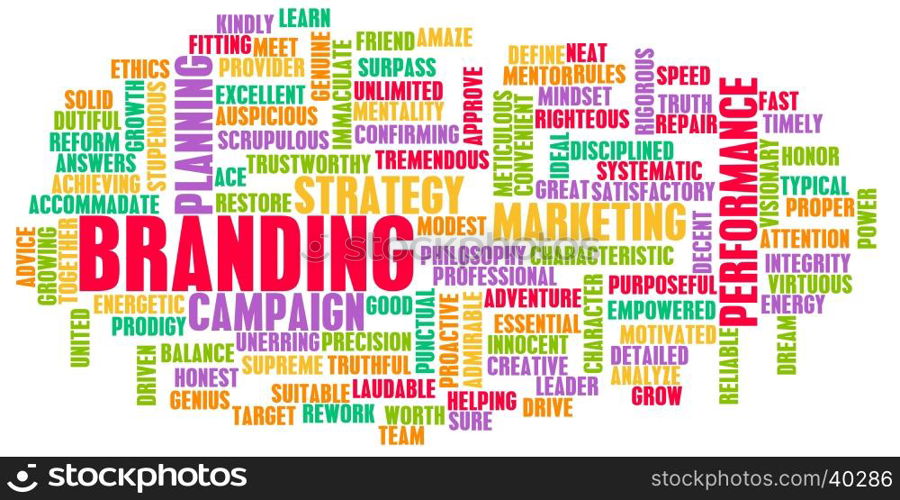 Branding Word Cloud Concept on White. Branding Word Cloud Concept