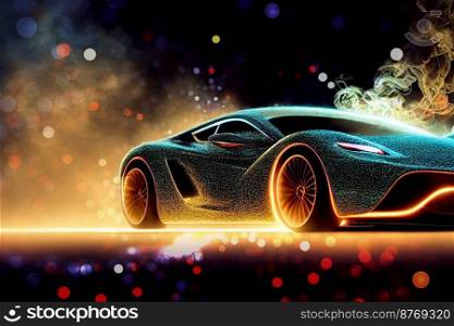 Brandless Modern sci-fi fast sport car speeding with fire 3d illustrated