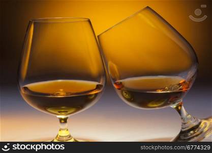 Brandy glasses (brandy snifter). Brandy is a spirit produced by distilling wine and generally contains 35?60% alcohol by volume (70?120 US proof) and is typically taken as an after-dinner drink.