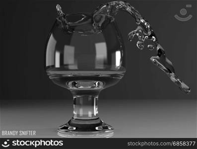 brandy snifter 3D illustration on dark background