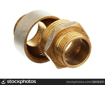 Brass fittings isolated on a white background&#xA;