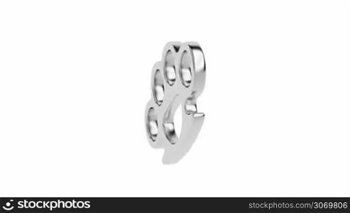 Brass knuckles spin on white background