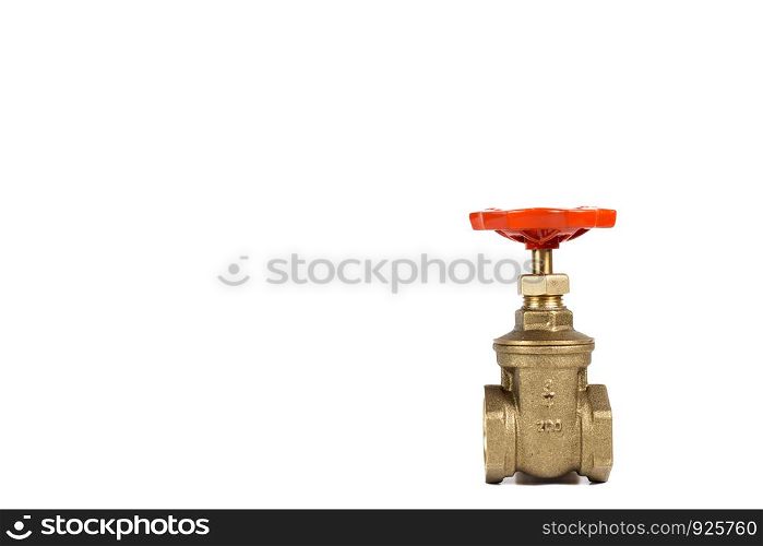 Brass valve on the white background.