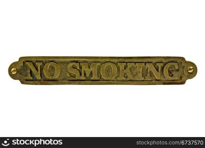 brassy sign no smoking isolated on white background
