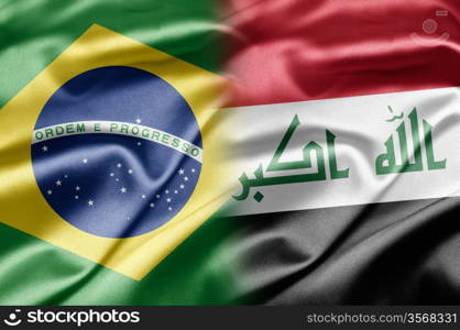 Brazil and Iraq. Brazil and the nations of the world. A series of images with an Brazilian flag