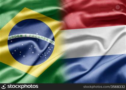 Brazil and Netherlands. Brazil and the nations of the world. A series of images with an Brazilian flag