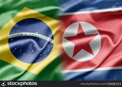 Brazil and North Korea. Brazil and the nations of the world. A series of images with an Brazilian flag