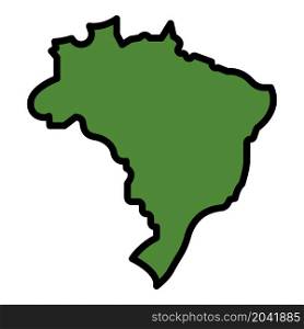 Brazil map icon. Outline Brazil map vector icon color flat isolated. Brazil map icon color outline vector