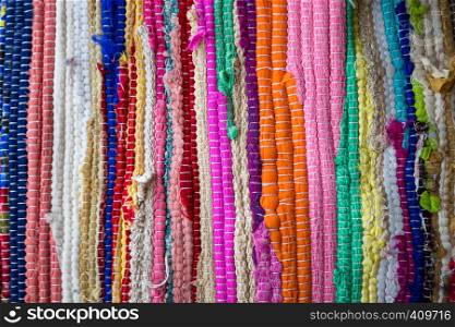 brazil textiles souvenir, background of bright Brazilian rugs