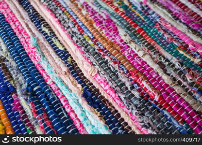 brazil textiles souvenir, background of bright Brazilian rugs