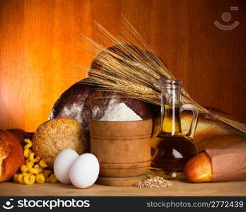 Bread assortment with ingredients