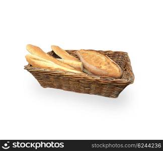 Bread basket isolated on white