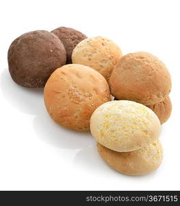 Bread Buns Assortment On White Background