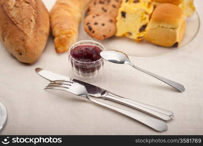 bread butter and jam classic European breakfast