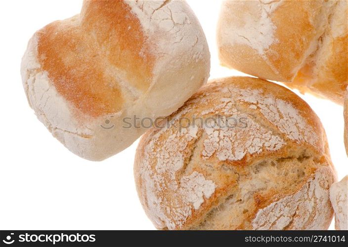 Bread closeup on top of wooden table background.