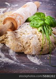 Bread dough with italian herbs