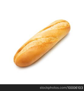 Bread french baguette isolated on white background. Top view. Bread french baguette
