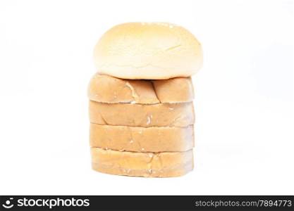Bread isolated on white background. With both types of circular and rectangular plate. Placed neatly on white isolated.
