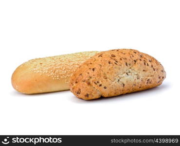 Bread loafs and buns variety isolated on white background