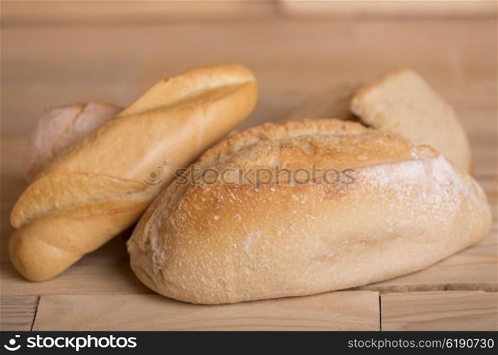 bread on wooden table, studio picture